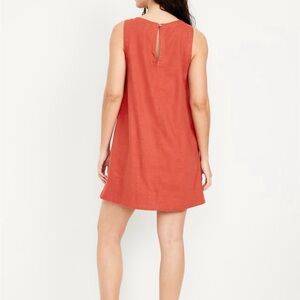 Sleeveless linen-blend Mini Shift dress; size M; Ginger spice; NWT